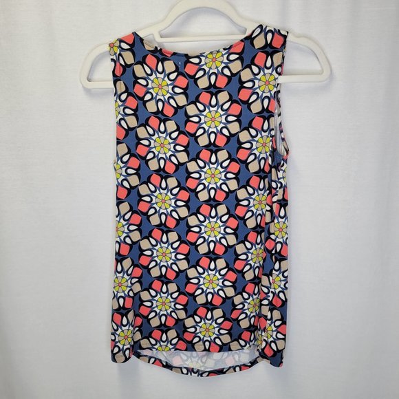 Boden Women's Size 4 Tank Top Blue Pink Flowers Beaded - Picture 2 of 6